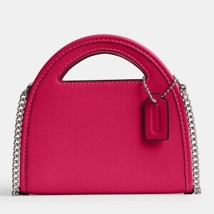 NWT COACH Top Handle Card Case Dragonfruit Pink Chain Leather Crossbody CT879